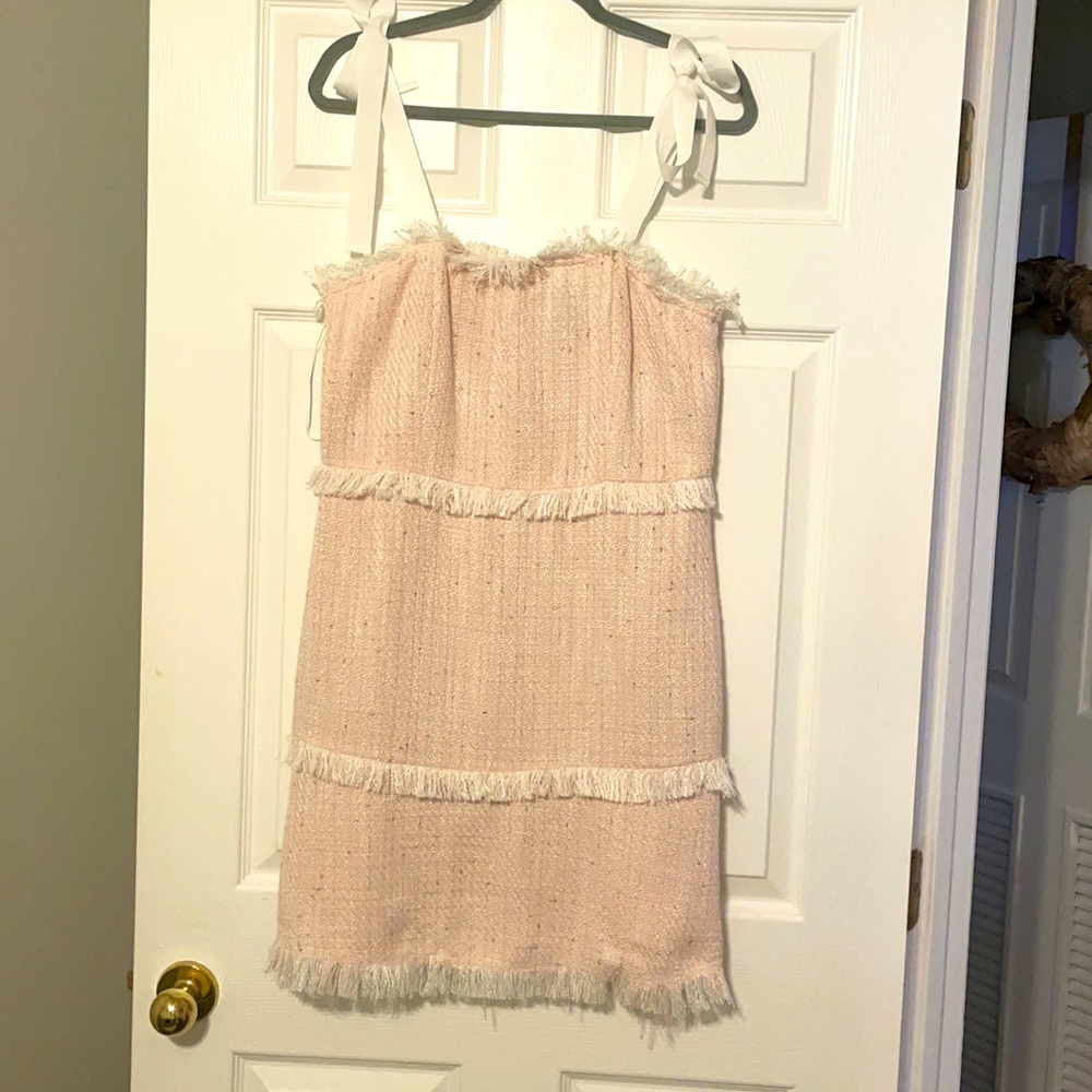 Pink, white and gold dress